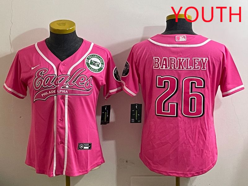 Youth Philadelphia Eagles 26 Barkley Pink Jointly Name 2025 Nike Limited NFL Jersey style 6